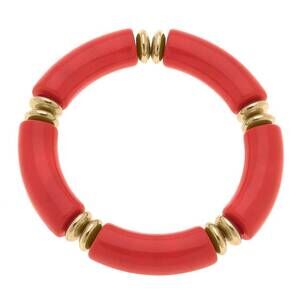 NEW CANVAS STYLE women's lelani disc resin stretch bracelet in red orange